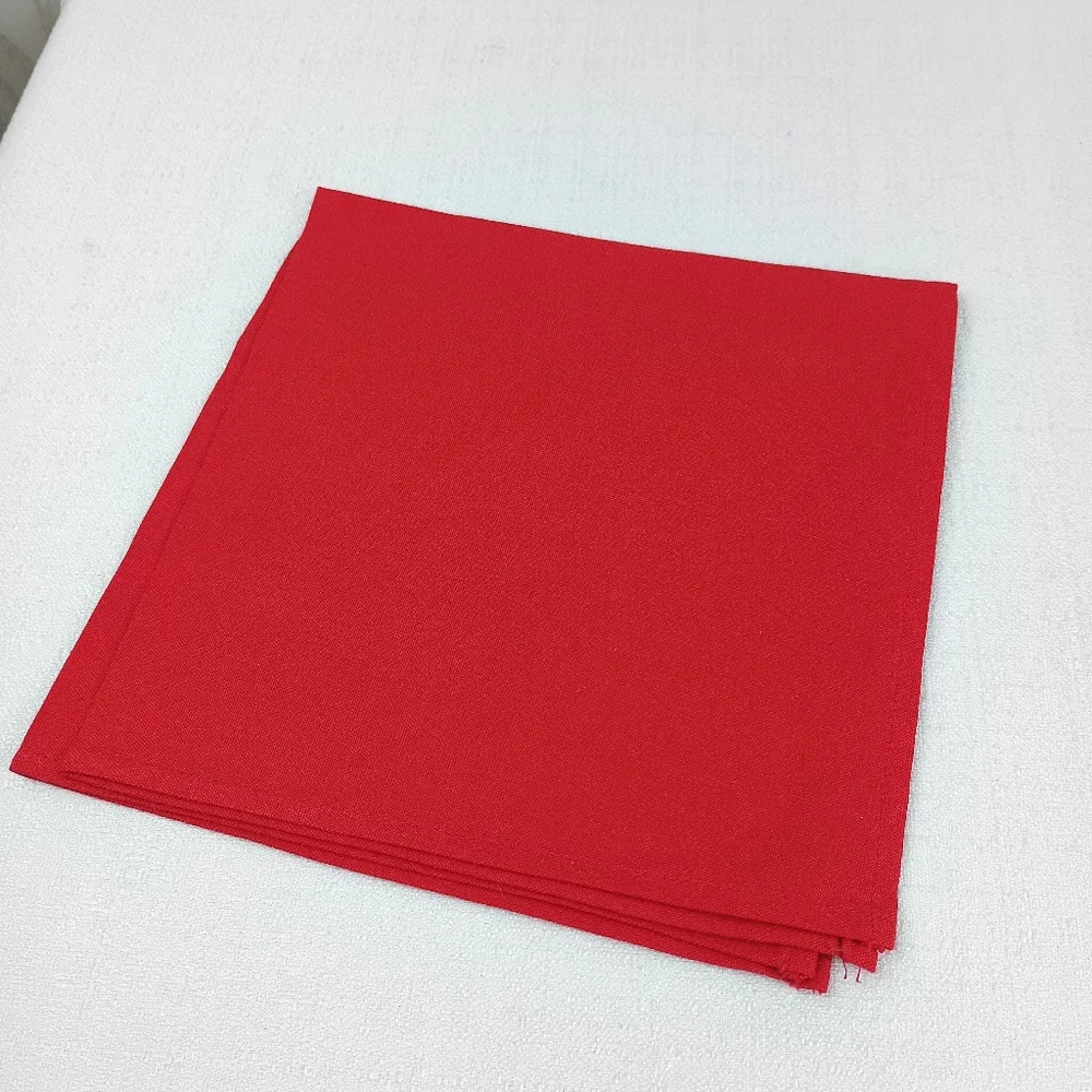 Vintage bright red set of 4 fabric cloth napkins holiday dinner setting USA
